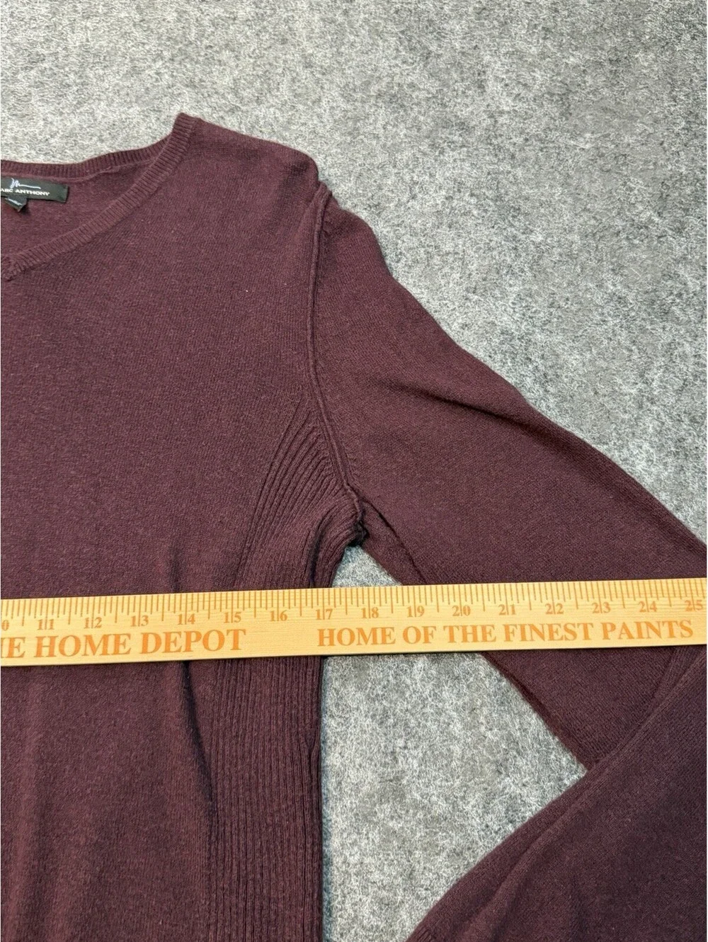 Marc Anthony Sweater Mens Small Burgundy V Neck Pullover Cotton Knit